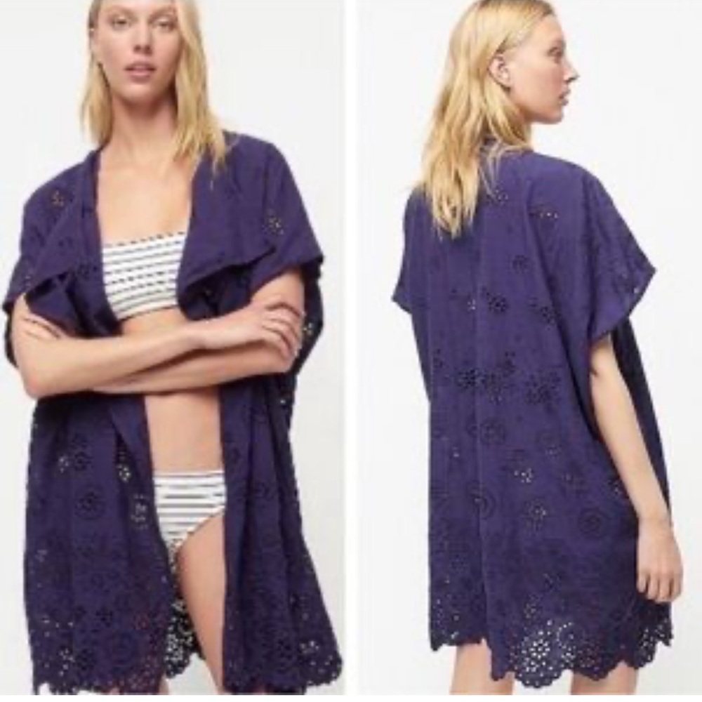 J. Crew  Eyelet Beach Poncho Cover-Up Size S/M